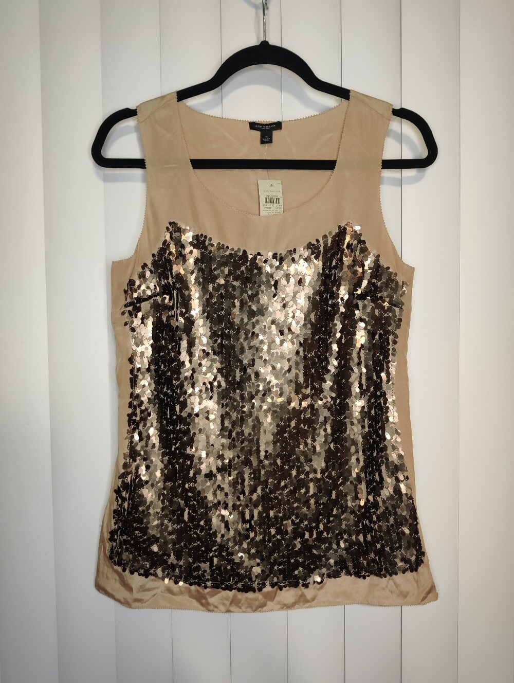 Ann Taylor Beige Sequin Tank Top